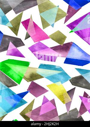 Texture créative pour un design avec des triangles colorés et des formes abstraites.Arrière-plan aquarelle peint à la main.Superposition faite à la main.Décoration Colo Banque D'Images