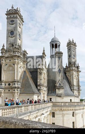 Château de Chambord, sur le toit, Chambord, Centre, France Banque D'Images