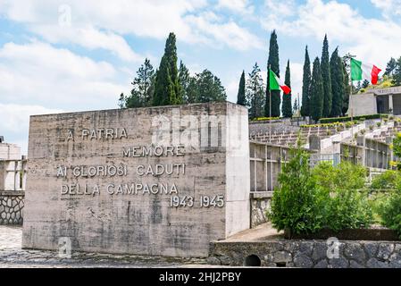 Mignano MonteLungo, Italie.Le cimetière militaire qui contient les restes de 974 soldats italiens morts pendant les combats de mon Banque D'Images