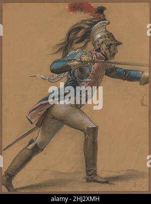 Un Dragoon français, Etude pour la « révolte du Caire » ca.1809 Anne Louis Girodet-Trioson French cette étude pastel d'un dragoon français (officier militaire) est une étude pour l'un des tableaux les plus célèbres de Girodet, la révolte du Caire commandée par Napoléon en 1809 pour la Galerie de Diane dans le Palais des Tuileries (aujourd'hui le Musée du Louvre),La toile est aujourd'hui au Château de Versailles.Le tableau commémore la suppression par l'armée napoléonienne d'un soulèvement au Caire après l'invasion et l'occupation françaises de la ville en 1798.Bien que les récits de la rébellion diffèrent, nous savons que severa Banque D'Images