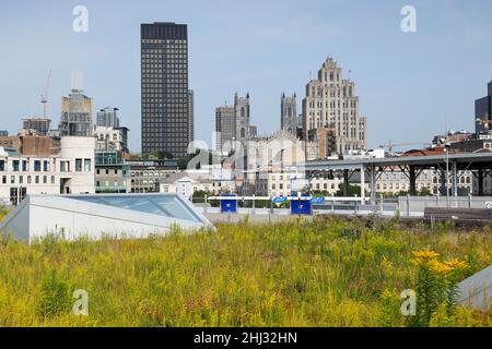 Haut du terminal des bateaux de croisière avec vue sur la ville, Montréal, province de Québec, Canada Banque D'Images