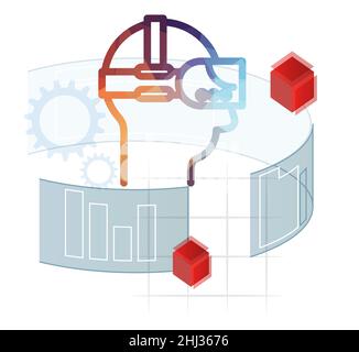 Apprendre avec Virtual Reality System - Illustration comme fichier EPS 10 Illustration de Vecteur