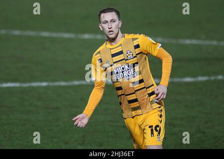 Adam May de Cambridge United lors du match de quart de finale du Trophée Papa John's au stade AESSEAL New York, Rotherham.Date de la photo: Mardi 25th janvier 2022. Banque D'Images