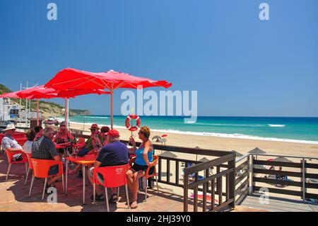 Restaurant Promenade, Praia de Salema, Salema, région de l'Algarve, Portugal Banque D'Images