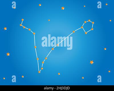Pisces Constellation étoiles dans l'espace avec des lignes de constellation.Signe du zodiaque poissons.Illustration vectorielle. Illustration de Vecteur