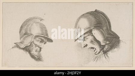 Deux chefs de vieux soldats après 1641 après Stefano della Bella Italien.Deux chefs d'anciens soldats 376874 Banque D'Images