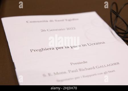 Rome, Italie.26th janvier 2022.Prière pour la paix en Ukraine organisée par la Communauté de Sant'Egidio à Rome (photo de Matteo Nardone/Pacific Press) Credit: Pacific Press Media production Corp./Alay Live News Banque D'Images