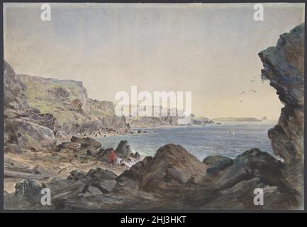 Baie de Foilhummerum, Valentia, à la recherche de séAwards à partir du point où le câble atteint la rive de l'Irlande 1865–66 Robert Charles Dudley British l'une des grandes réalisations technologiques du 19th siècle a été de poser un câble télégraphique sous l'Atlantique,Permettre aux messages de s'accélérer entre l'Amérique du Nord et l'Europe en quelques minutes, plutôt que dix ou douze jours par bateau à vapeur.Une première tentative réussie en 1858, menée par Cyrus W. Field et financée par la Atlantic Telegraph Company, a échoué après trois semaines.Deux câbles de travail ont finalement été posés en juillet et septembre 1866, le résultat Banque D'Images