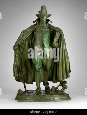 Le Puritan 1883–86, Cast 1899 ou après Augustus Saint-Gaudens en 1881 Saint-Gaudens a été commandé par Chester W. Chapin, un magnat de chemin de fer et un congressiste, pour sculpter une ressemblance en bronze à grande échelle d'un ancêtre, Deacon Samuel Chapin (1595–1675), un éminent colon précoce de Springfield, Massachusetts.Le sculpteur écrivit dans ses 'Reminiscences' que: 'La statue.. Était de représenter le diacre Samuel Chapin, mais je l'ai développé en incarnation.. Du 'Puritan.''Le jour de Thanksgiving 1887, 'The Puritan' a été dévoilé sur Stearns Square à Springfield, à l'une des extrémités d'un site conçu par Stanf Banque D'Images