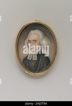 Le révérend Dr. Ezra Stiles 1770 Samuel King American le sitter (1727-1795) était un avocat, un érudit, un ministre congrégationaliste, et, plus tard,président du Yale College.Il a enregistré dans son journal du 30 mai 1770: "Ce jour, M. Samuel King a pris ma photo en miniature."Le révérend Dr. Ezra Stiles.Samuel King (américain, Newport, Rhode Island ca.1748–1819 Newport, Rhode Island).Américain.1770. Aquarelle sur ivoire Banque D'Images