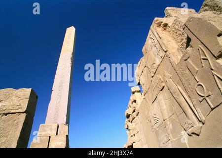 L'Obélisque d'Hatshepsout dans le Grand Temple d'Amun, Karnak, Louxor, Egypte Banque D'Images