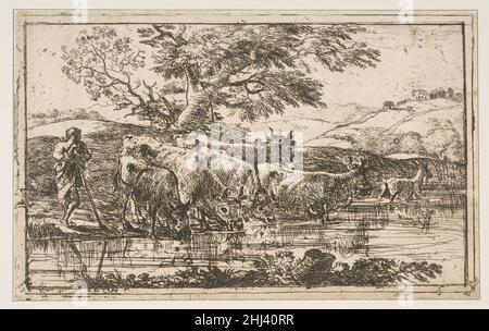 Le Herd au lieu d'arrosage 1635 Claude Lorrain (Claude Gellée) Français.Le Herd au lieu d'arrosage 384210 Banque D'Images