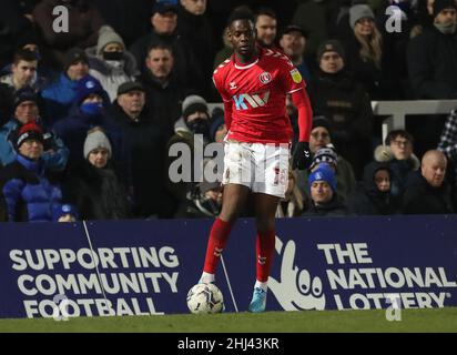 HARTLEPOOL, ROYAUME-UNI.JAN 25th Jonathan Leko de Charlton Athletic lors de la finale du Trophée EFL entre Hartlepool United et Charlton Athletic au Victoria Park, à Hartlepool, le mardi 25th janvier 2022.(Credit: Mark Fletcher | MI News) Credit: MI News & Sport /Alay Live News Banque D'Images