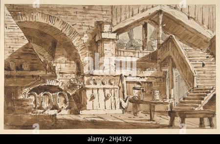 Design pour une scène montrant l'intérieur de la cuisine rustique ('Cucina Rustica') 1759–1829 Lorenzo Sacchetti Italien.Design pour une scène montrant l'intérieur de la cuisine rustique ('Cucina Rustica') 346126 Banque D'Images