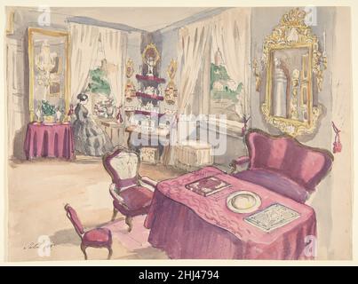 Dessin d'un intérieur: Salon 1857 Anonyme, français, 19th siècle français.Dessin d'un intérieur: Salon 362106 Banque D'Images