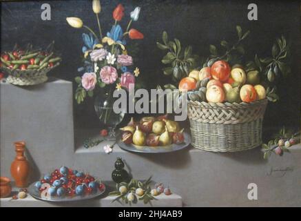 Toujours la vie avec les fleurs et les fruits par Juan van der Hamen y Léon, 1629. Banque D'Images