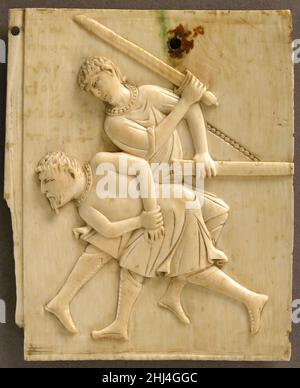 Panneau d'un cercueil d'Ivoire avec le meurtre du roi de Hazor (Josué 11) 10th–11th siècle byzantin.Panneau d'un cercueil d'Ivoire avec le meurtre du roi de Hazor (Josué 11) 464021 Banque D'Images