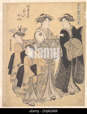 Les Ouiran Utagawa de Matsubaya ont assisté à son Kamuro Yoshino et Tatsuta ca.1788 Katsukawa Shunchō Japonais.Les Ouiran Utagawa de Matsubaya ont assisté à son Kamuro Yoshino et Tatsuta 54825 Banque D'Images