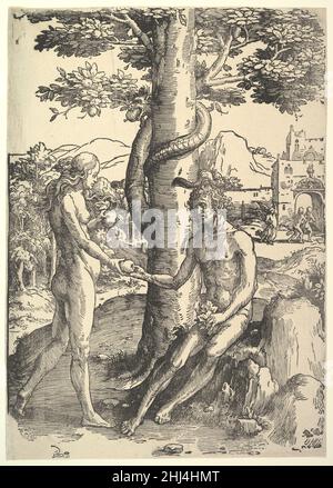 Chute de l'homme, (Adam et Eve) ca.1514 Lucas van Leyden Netherlandish.Chute de l'homme, (Adam et Eve) 364789 Banque D'Images