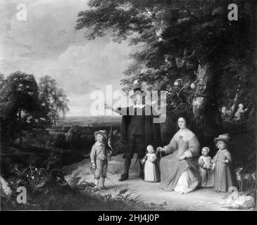 Groupe de famille dans un paysage ca.1645 Jacques d'Arthois Flamand.Groupe familial dans un paysage 435590 Banque D'Images