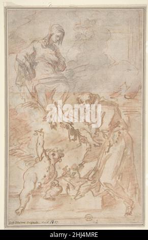 La Vierge confiant l'enfant Christ à Saint François d'Assise 1689–1767 attribué à la Gaspésie Diziani italienne.La Vierge confiant l'enfant du Christ à Saint François d'Assise 338610 Banque D'Images