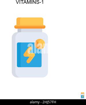 Vitamines-1 simple vecteur icône.Modèle de conception de symbole d'illustration pour élément d'interface utilisateur Web mobile. Illustration de Vecteur