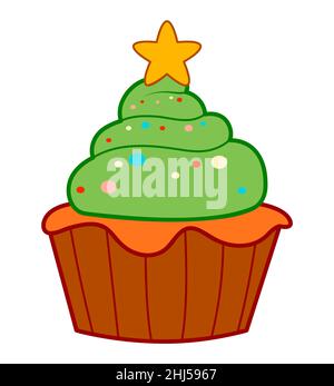 Dessin animé de Noël clip art gâteau de Noël illustration clipart Banque D'Images