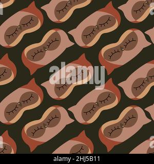 Motif géométrique sans couture de couleur marron hibou sur fond noir.Élément de conception graphique pour enfants à différentes fins.Illustration vectorielle plate. Illustration de Vecteur
