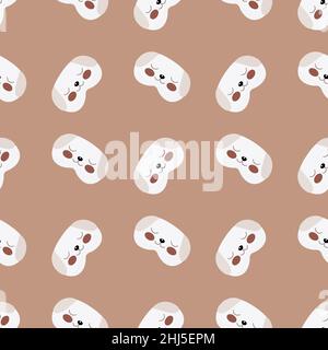 Tête de chien couleur claire motif géométrique sans couture sur fond marron.Élément de conception graphique pour enfants à différentes fins.Illustration vectorielle plate. Illustration de Vecteur