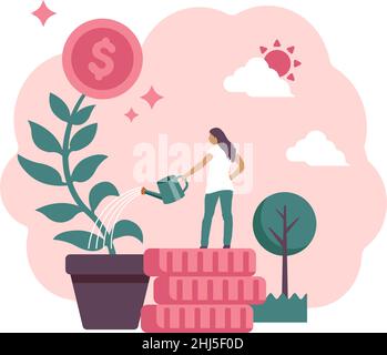 Illustration du vecteur de concept économiser de l'argent et gagner de l'argent Illustration de Vecteur