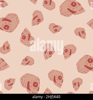 Motif abstrait aléatoire sans couture avec silhouettes à motif tête de mort.Toile de fond rose.Illustration du stock.Motif vectoriel pour le textile, le tissu, le papier cadeau Illustration de Vecteur