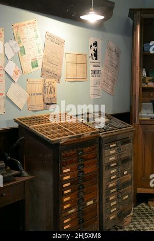 Juan Oller imprimerie dans les vieilles boutiques de Calaf dans la région de la province d'Anoia de Barcelone, Catalogne, Espagne Banque D'Images