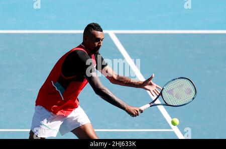 Melbourne, Australie.27th janvier 2022.Nick Krygios in mens double action Australian Open tennis 2022 Melbourne Park, Australia Day 11 jeudi 27 janvier 2022 PHOTO DE KARL WINTER Credit: Roger Parker/Alay Live News Banque D'Images