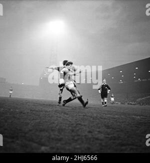 Manchester United contre Leicester City.Score final 4-0 à Manchester United.Ligue Division 1.Vieux Trafford.21st décembre 1957. Banque D'Images