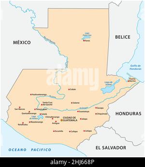 Carte simple de l'état d'Amérique centrale du Guatemala Illustration de Vecteur