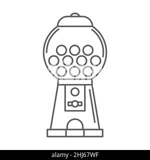 Icône de ligne de machine Gumball.Distributeur automatique rétro pour bonbons et bubblegums.Illustration vectorielle de fente de bonbons isolée sur fond blanc Illustration de Vecteur