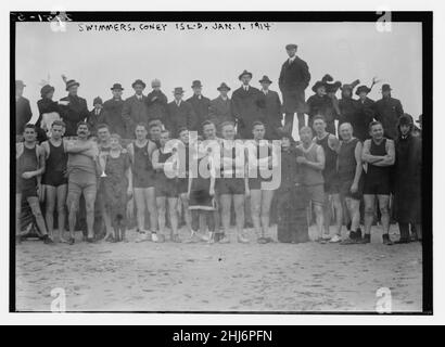 Les nageurs, Coney Isl. 1 janv. 1914 Banque D'Images