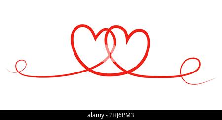 Deux beaux coeurs en amour dans une ligne, embrassant les coeurs Illustration de Vecteur