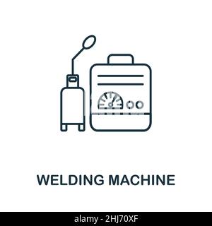 Icône machine à souder.Elément de ligne de la collection de machines.Symbole d'icône de machine de soudage linéaire pour la conception Web, les infographies et bien plus encore. Illustration de Vecteur