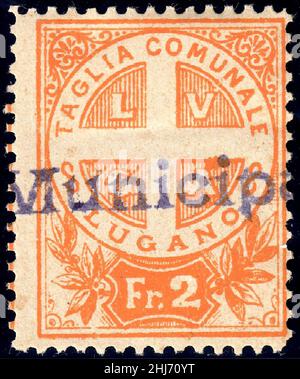 Suisse Lugano 1893 chiffre d'affaires 2Fr - 3a. Banque D'Images