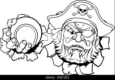 Craton de mascotte de sport de pirate Illustration de Vecteur