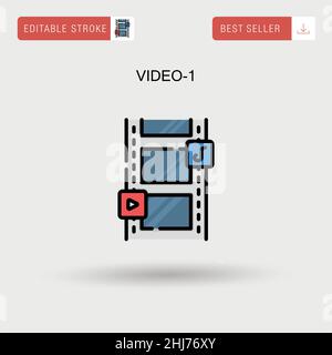 Vidéo-1 icône vecteur simple. Illustration de Vecteur