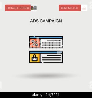 Icône de vecteur simple de campagne publicitaire ADS. Illustration de Vecteur