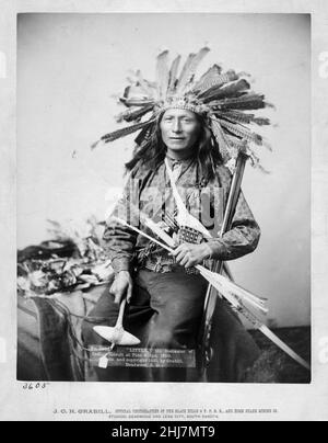 Photo antique et vintage - amérindien / indien / américain - "petit", l'instigateur de la révolte indienne à Pine Ridge, 1890 Banque D'Images