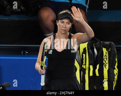 Melbourne, Australie.27th janvier 2022.Open d'Australie Melbourne Park Day 11 27/01/2022 Danielle Collins (USA) remporte la demi-finale du match Credit: Roger Parker/Alay Live News Banque D'Images