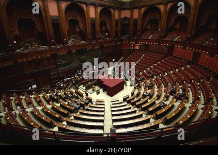 Italie, Rome, 26 janvier 2022 : Parlement italien, Chambre des députés.Troisième vote pour l'élection du Président italien de la République photo © Fabio Cimaglia/Sintesi/Alamy Live News Banque D'Images