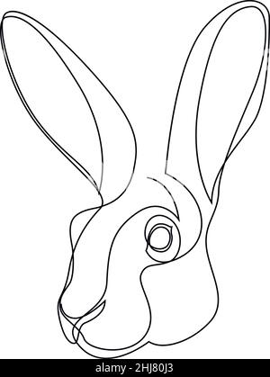 dessins de ligne d'animaux de lapin , lignes simples. Illustration de Vecteur