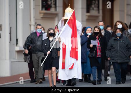 Monte Carlo, Monaco.27th janvier 2022.Célébrations de la Sainte-consacrer, le 27 janvier 2022 à Monaco, Monaco.Sainte-consacrer est le Saint patron de la Principauté de Monaco et de l'île méditerranéenne Corse de France.Photo de David Niviere/ABACAPRESS.COM crédit: Abaca Press/Alay Live News Banque D'Images