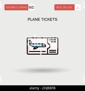 Icône de vecteur simple de tickets d'avion. Illustration de Vecteur