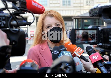 Michela Vittoria Brambilla membre de la Chambre des députés d'Italie, en dehors du Montecitorio, lors des élections du nouveau Président de la République italienne à Rome.Napoli, Italie, 26 janvier 2022.(Photo par Vincenzo Izzo/Sipa USA) Banque D'Images